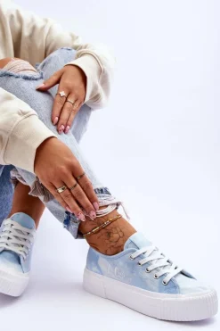 Damskie Lee Cooper Trampki Na Platformie LCW-23-31-1782L Niebieskie