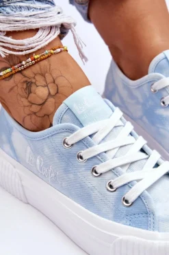 Damskie Lee Cooper Trampki Na Platformie LCW-23-31-1782L Niebieskie