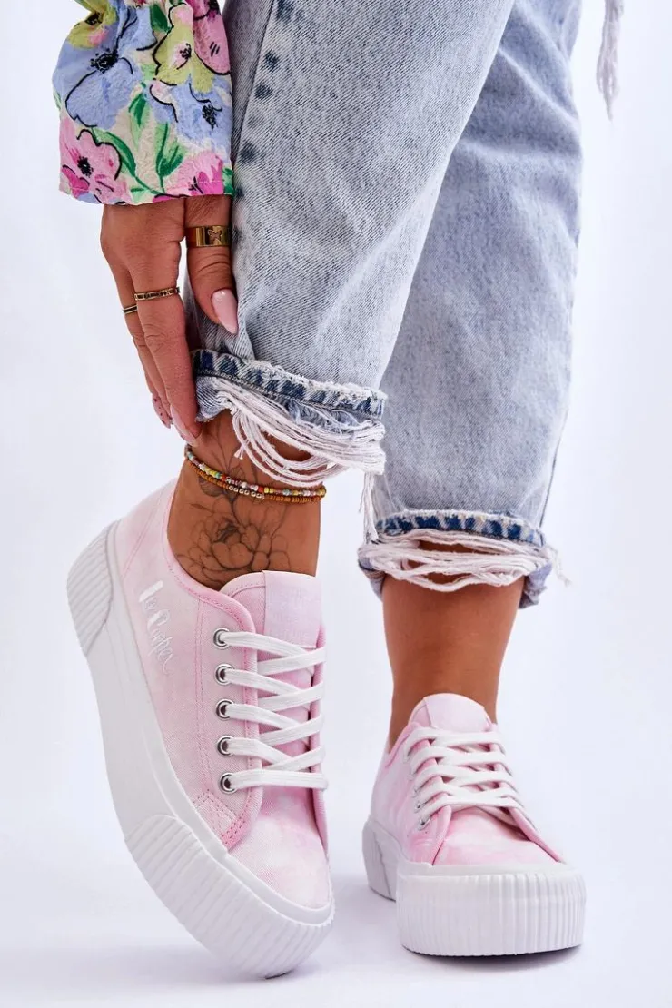 Sale Lee Cooper Trampki Na Platformie LCW-23-31-1781L Różowe