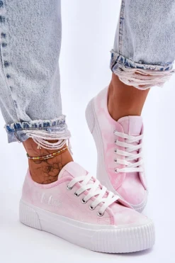 Sale Lee Cooper Trampki Na Platformie LCW-23-31-1781L Różowe