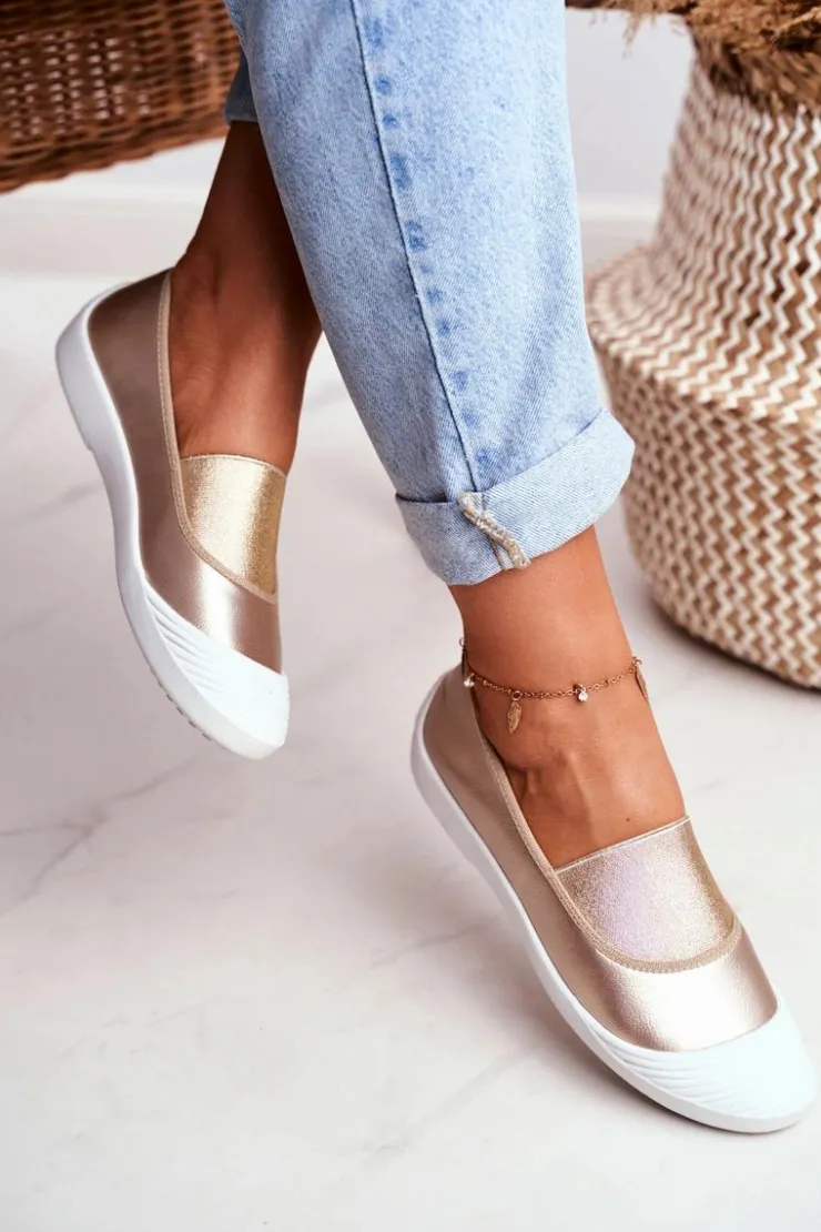 Boto Trampki Damskie Slip-On|Trampki Damskie Niskie*Trampki Slip On Wsuwane Złote Tenisówki Justy
