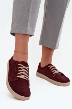 New Zazoo Trampki Typu Barefoot Z Naturalnego Zamszu 314 Bordowe Czerwony