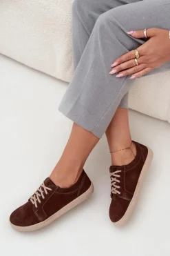 Damskie Zazoo Trampki Typu Barefoot Z Naturalnego Zamszu 314 Czekoladowe