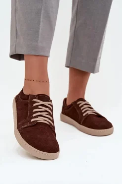 Damskie Zazoo Trampki Typu Barefoot Z Naturalnego Zamszu 314 Czekoladowe