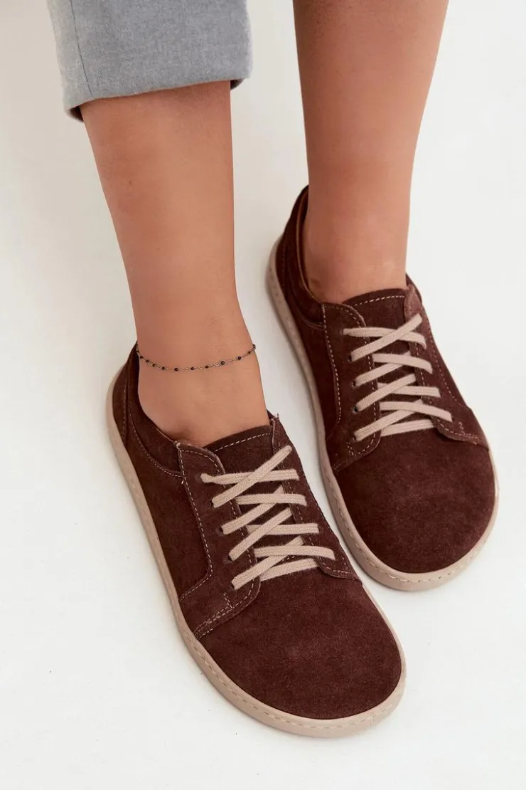 Damskie Zazoo Trampki Typu Barefoot Z Naturalnego Zamszu 314 Czekoladowe