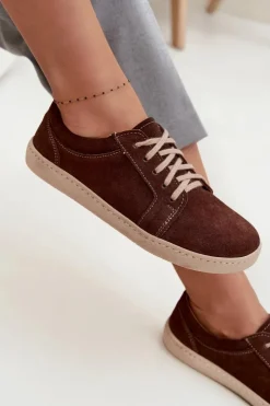 Damskie Zazoo Trampki Typu Barefoot Z Naturalnego Zamszu 314 Czekoladowe