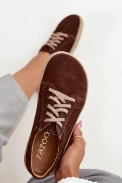 Damskie Zazoo Trampki Typu Barefoot Z Naturalnego Zamszu 314 Czekoladowe