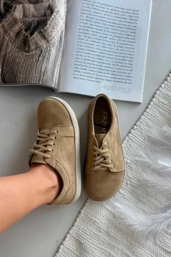 Zazoo Trampki Damskie Niskie|Półbuty Skórzane*Trampki Typu Barefoot Z Naturalnego Zamszu 314 Beżowe Beżowy