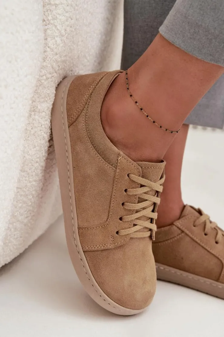 Zazoo Trampki Damskie Niskie|Półbuty Skórzane*Trampki Typu Barefoot Z Naturalnego Zamszu 314 Beżowe Beżowy