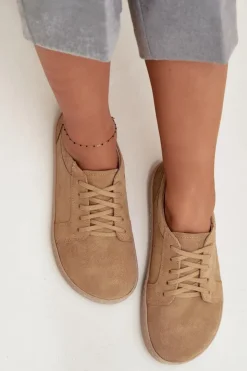 Zazoo Trampki Damskie Niskie|Półbuty Skórzane*Trampki Typu Barefoot Z Naturalnego Zamszu 314 Beżowe Beżowy