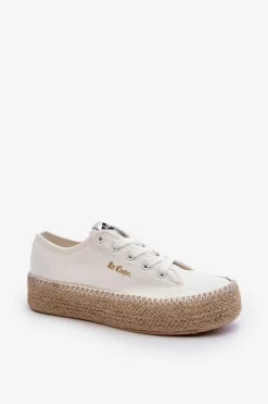 Lee Cooper Trampki Damskie Niskie*Trampki Z Plecionką LCW-24-44-2410 Białe