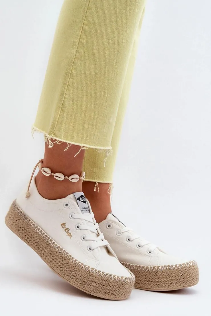 Lee Cooper Trampki Damskie Niskie*Trampki Z Plecionką LCW-24-44-2410 Białe