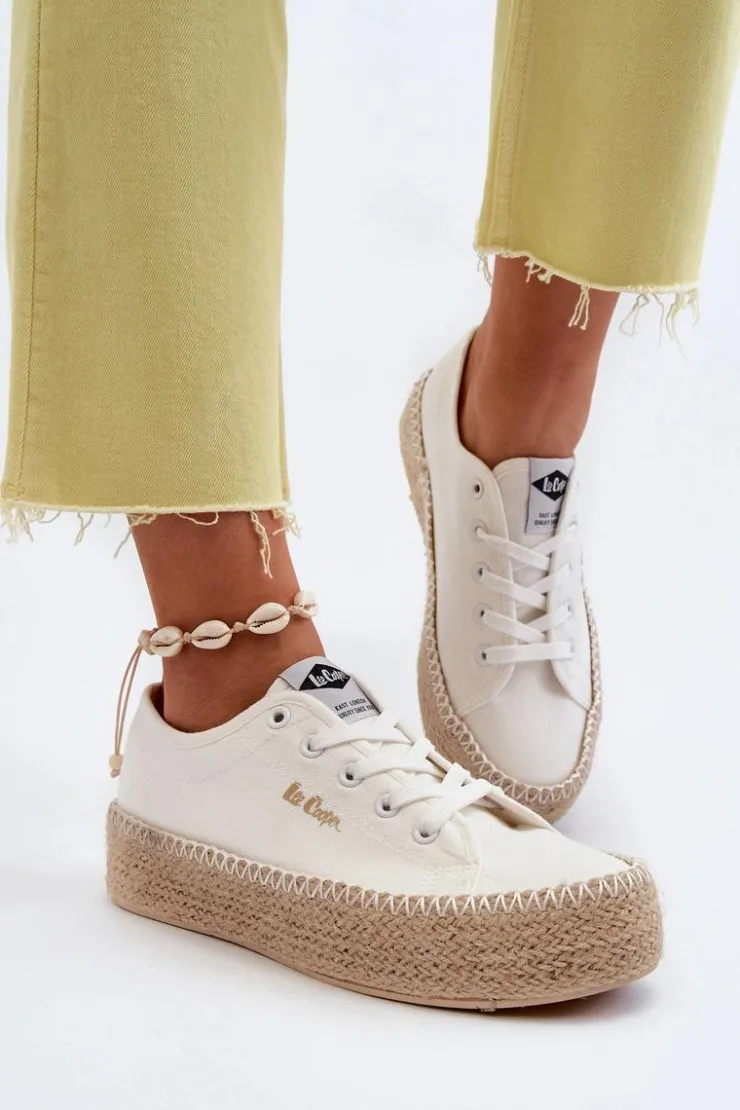 Lee Cooper Trampki Damskie Niskie*Trampki Z Plecionką LCW-24-44-2410 Białe