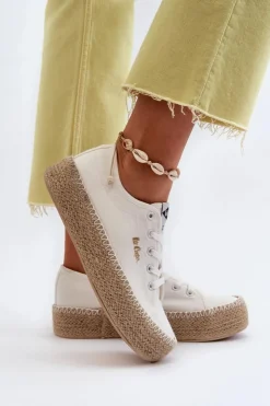 Lee Cooper Trampki Damskie Niskie*Trampki Z Plecionką LCW-24-44-2410 Białe