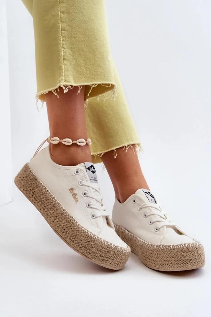 Lee Cooper Trampki Damskie Niskie*Trampki Z Plecionką LCW-24-44-2410 Białe