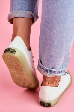 Big Star Shoes Trampki Damskie Big Star|Trampki Damskie Niskie*Trampki Z Przezroczystą Podeszwą Big Star FF274256 Białe