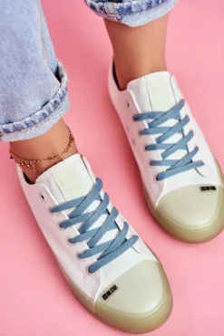 Big Star Shoes Trampki Damskie Big Star|Trampki Damskie Niskie*Trampki Z Przezroczystą Podeszwą Big Star FF274256 Białe