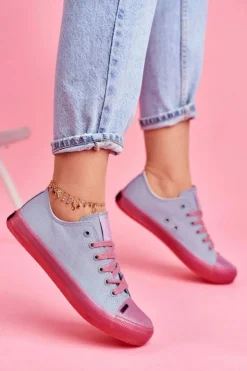 Damskie Big Star Shoes Trampki Z Przezroczystą Podeszwą Big Star FF274260 Niebiesko-Różowe