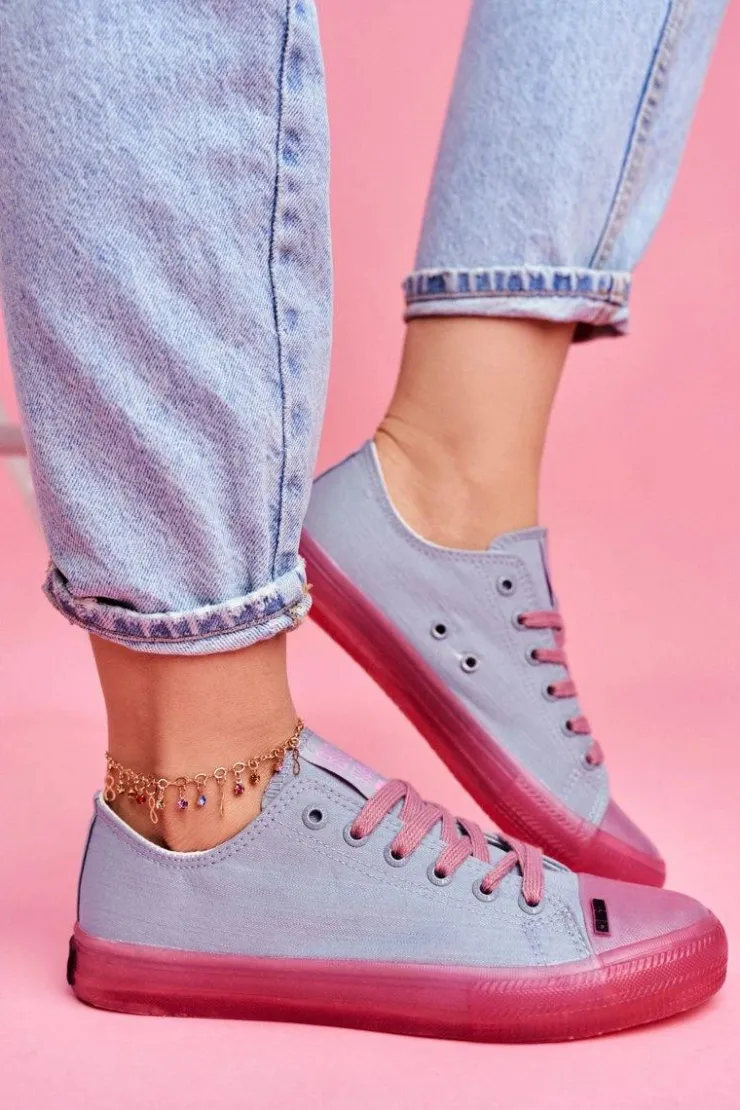 Damskie Big Star Shoes Trampki Z Przezroczystą Podeszwą Big Star FF274260 Niebiesko-Różowe