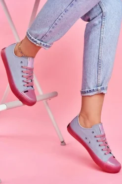 Damskie Big Star Shoes Trampki Z Przezroczystą Podeszwą Big Star FF274260 Niebiesko-Różowe