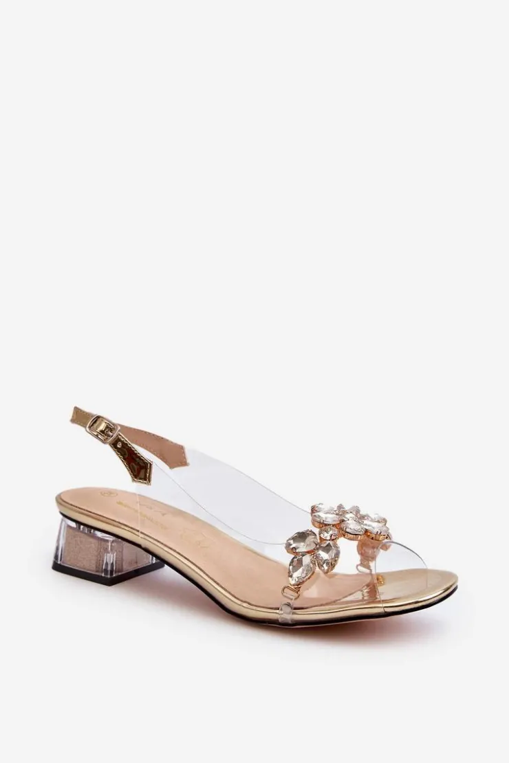 Damskie Damskie buty S.Barski Transparentne Sandały Na Klocku Złote S.Barski MR38-W1