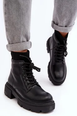 Best Boto Trapery Botki Damskie Ze Skarpetą Czarne Rivella Czarny