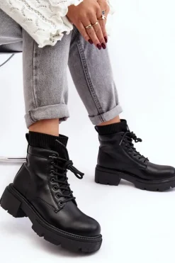 Best Boto Trapery Botki Damskie Ze Skarpetą Czarne Rivella Czarny