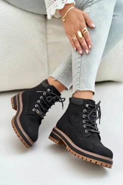 New Big Star Shoes Trapery Damskie Ocieplane Big Star OO274A290 Czarne