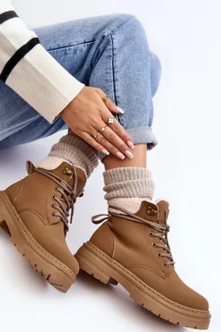 Boto Botki Ocieplane|Damskie Trapery*Trapery Damskie Skórzane Z Kożuchem Brązowe Lynnvia Brązowy