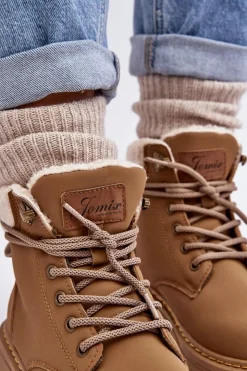 Boto Botki Ocieplane|Damskie Trapery*Trapery Damskie Skórzane Z Kożuchem Brązowe Lynnvia Brązowy