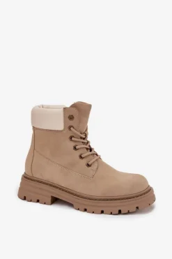 Damskie Boto Trapery Damskie Sznurowane Beżowe Norena