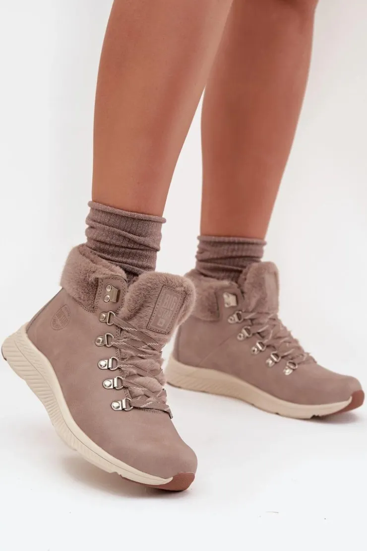 Damskie Big Star Shoes Trapery Damskie Z Futerkiem Big Star MM274487 Szare