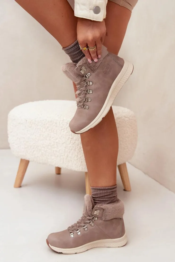 Damskie Big Star Shoes Trapery Damskie Z Futerkiem Big Star MM274487 Szare