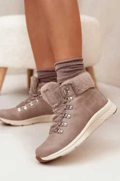 Damskie Big Star Shoes Trapery Damskie Z Futerkiem Big Star MM274487 Szare