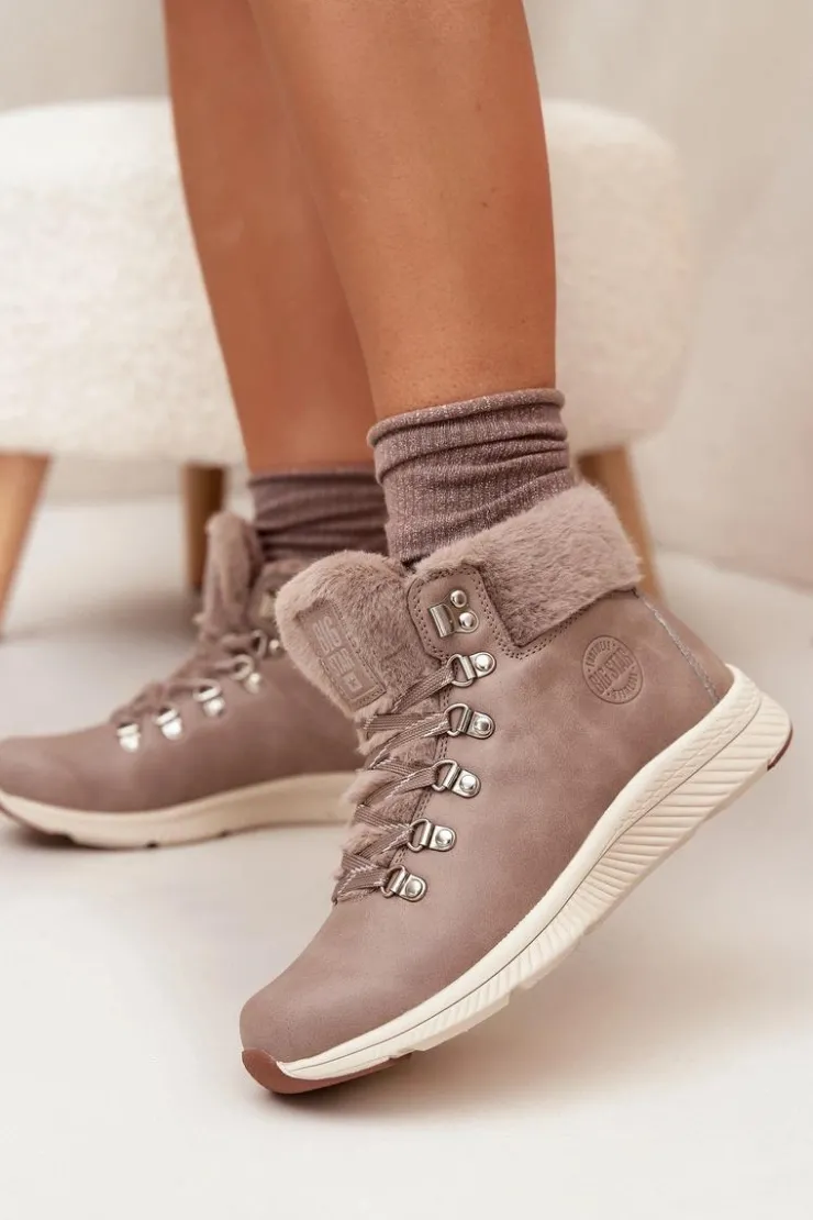 Damskie Big Star Shoes Trapery Damskie Z Futerkiem Big Star MM274487 Szare