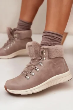 Damskie Big Star Shoes Trapery Damskie Z Futerkiem Big Star MM274487 Szare