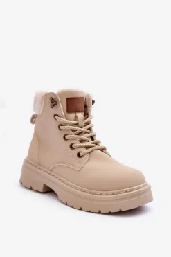 Damskie Boto Trapery Damskie Z Kożuchem Jasnobeżowe Jette