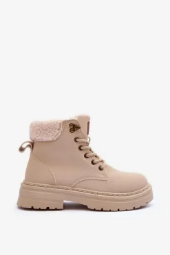 Damskie Boto Trapery Damskie Z Kożuchem Jasnobeżowe Jette