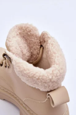 Damskie Boto Trapery Damskie Z Kożuchem Jasnobeżowe Jette