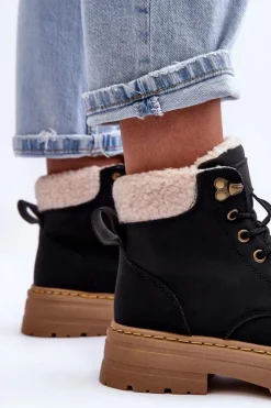 Boto Trapery Damskie Z Kożuchem Czarne Jette