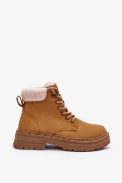 Boto Botki Ocieplane|Damskie Trapery*Trapery Damskie Z Kożuchem Brązowe Jette Brązowy