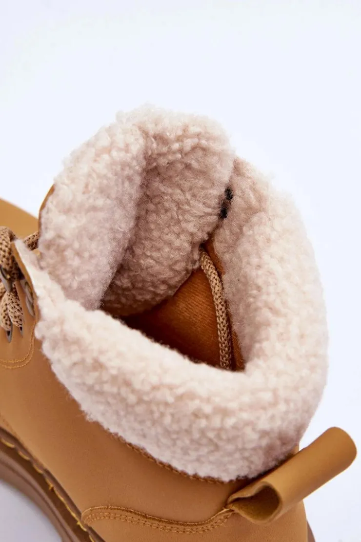 Boto Botki Ocieplane|Damskie Trapery*Trapery Damskie Z Kożuchem Brązowe Jette Brązowy