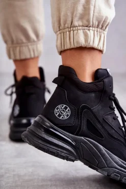 Lee Cooper Botki Sznurowane|Czarne Botki*Trapery na platformie LCJ-22-44-1353L Czarne