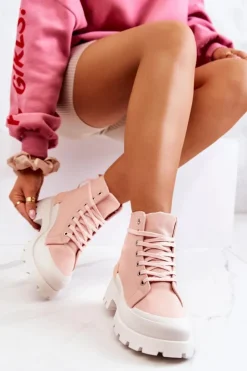 Outlet Boto Trapery Wiązane Różowe Faithfull