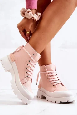 Outlet Boto Trapery Wiązane Różowe Faithfull