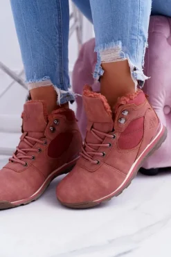 Damskie Boto Trekkingowe Damskie Różowe Ocieplane Buty z Kożuszkiem Sheep