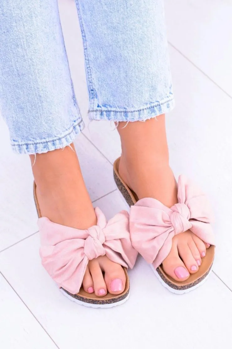 Boto Klapki Korkowe|Klapki Damskie Klasyczne*Vices Damskie Różowe Klapki Na Korku Kokarda Nina