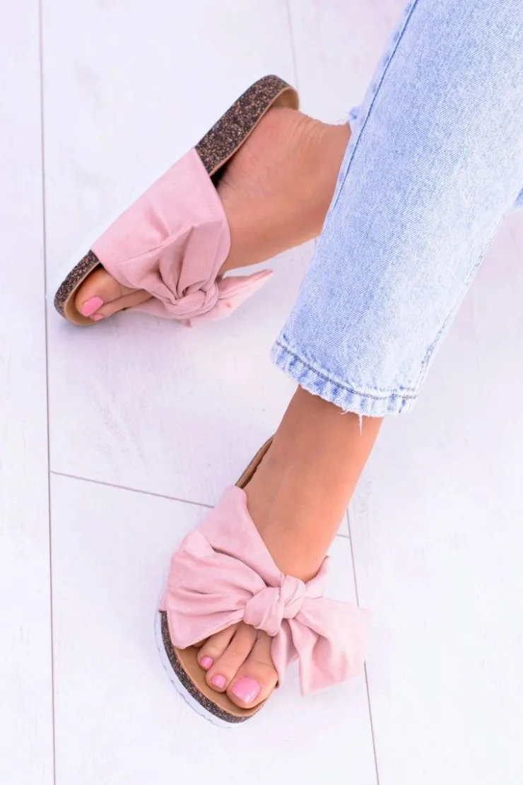 Boto Klapki Korkowe|Klapki Damskie Klasyczne*Vices Damskie Różowe Klapki Na Korku Kokarda Nina