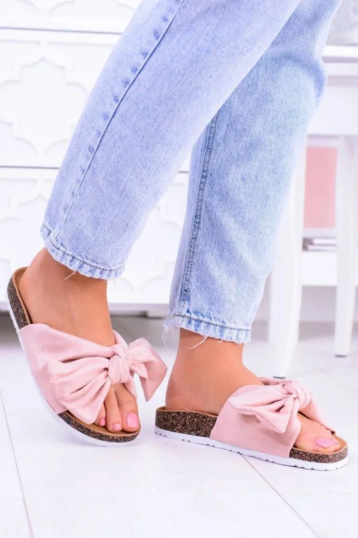 Boto Klapki Korkowe|Klapki Damskie Klasyczne*Vices Damskie Różowe Klapki Na Korku Kokarda Nina