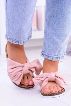 Boto Klapki Korkowe|Klapki Damskie Klasyczne*Vices Damskie Różowe Klapki Na Korku Kokarda Nina